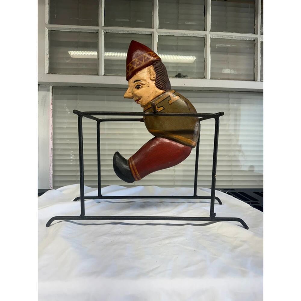 Antique! Rare! Cast iron and wood balancing toy